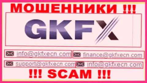 В контактной информации, на информационном ресурсе мошенников GKFXECN, представлена эта почта