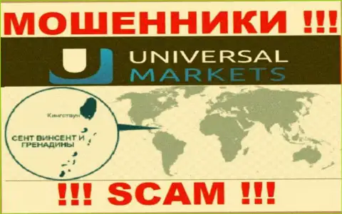 Контора Universal Markets имеет регистрацию довольно далеко от слитых ими клиентов на территории St. Vincent and Grenadines