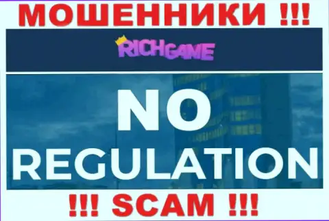 У конторы Rich Game, на интернет-портале, не показаны ни регулятор их работы, ни лицензия