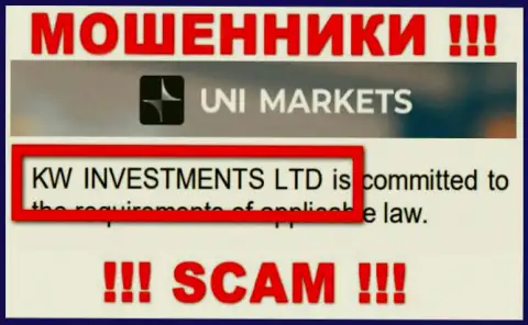 Владельцами UNI Markets является компания - KW Investments Ltd