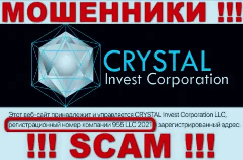 Номер регистрации конторы Crystal Invest, возможно, что ненастоящий - 955 LLC 2021