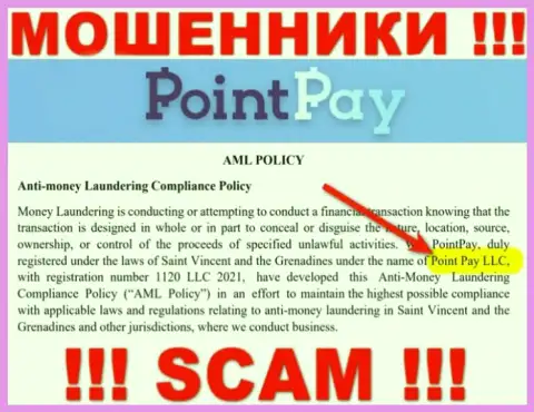 Конторой Point Pay LLC руководит Point Pay LLC - данные с официального онлайн-сервиса мошенников