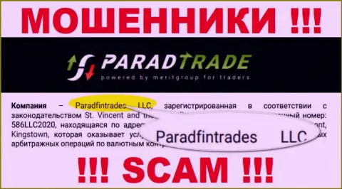 Юридическое лицо internet аферистов Parad Trade - это Paradfintrades LLC