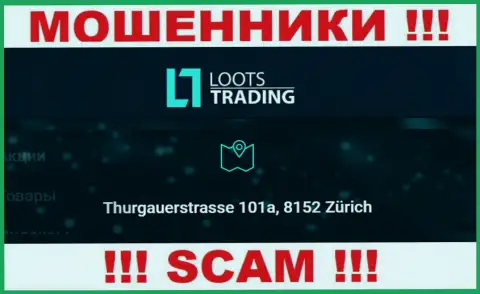 Loots Trading - это обычные мошенники ! Не намерены приводить настоящий адрес регистрации компании