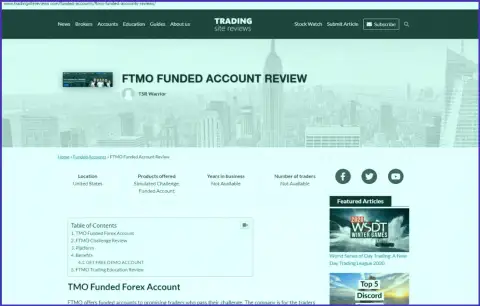 Обзор деятельности FTMO, который взят на одном из сайтов-отзовиков
