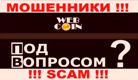 Никак привлечь к ответственности WebCoin законно не получится - нет инфы относительно их юрисдикции