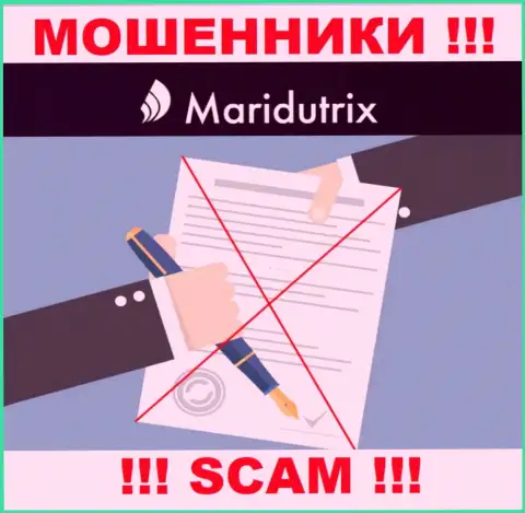 Информации о лицензии Maridutrix Com на их официальном сайте не показано - это ЛОХОТРОН !!!
