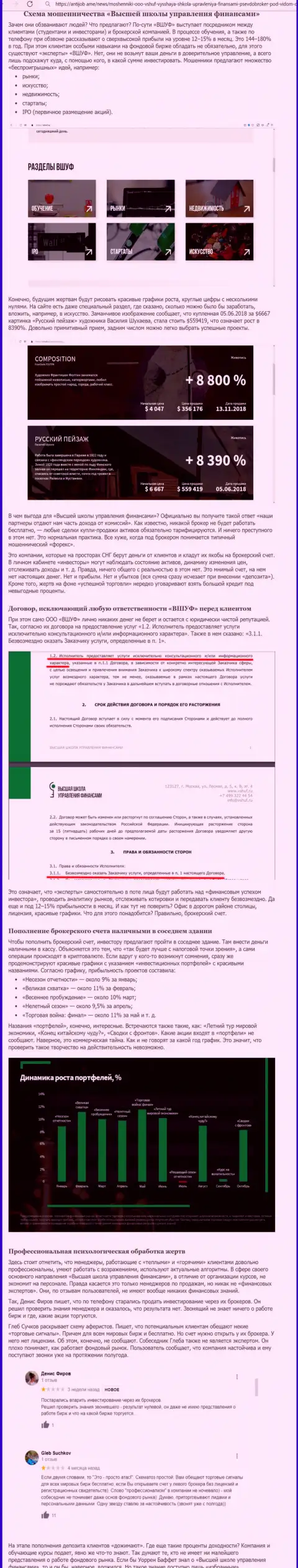 Обзор махинаций и объективные отзывы о конторе ВШУФ - это МОШЕННИКИ !!!