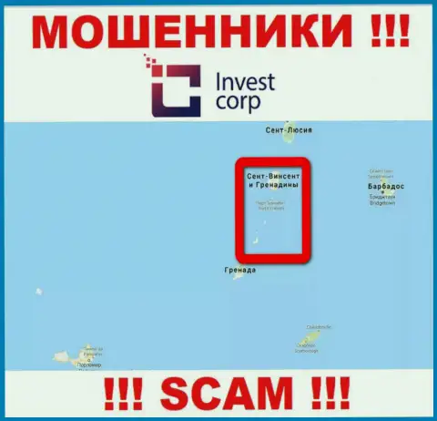 Обманщики Invest Corp зарегистрированы на оффшорной территории - Kingstown, St Vincent and the Grenadines