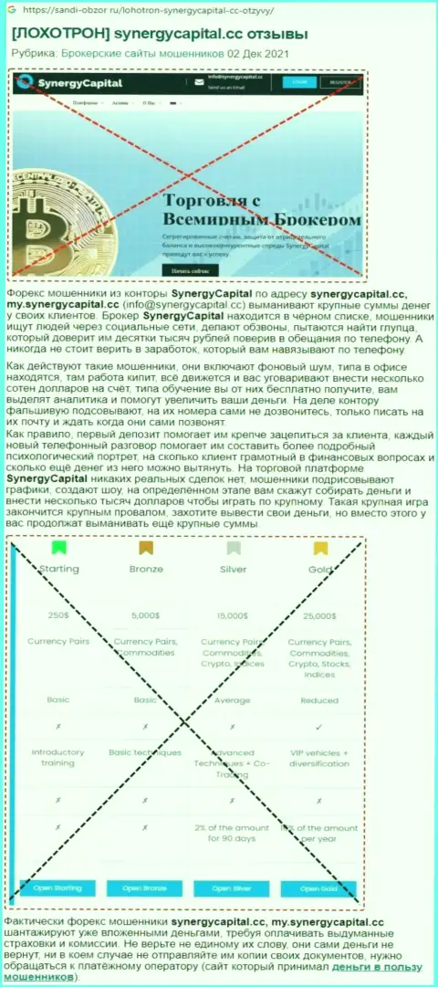 Обзор Synergy Capital с описанием всех признаков противозаконных манипуляций
