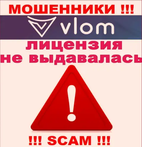 Деятельность интернет-мошенников Vlom заключается исключительно в присваивании вкладов, поэтому у них и нет лицензии