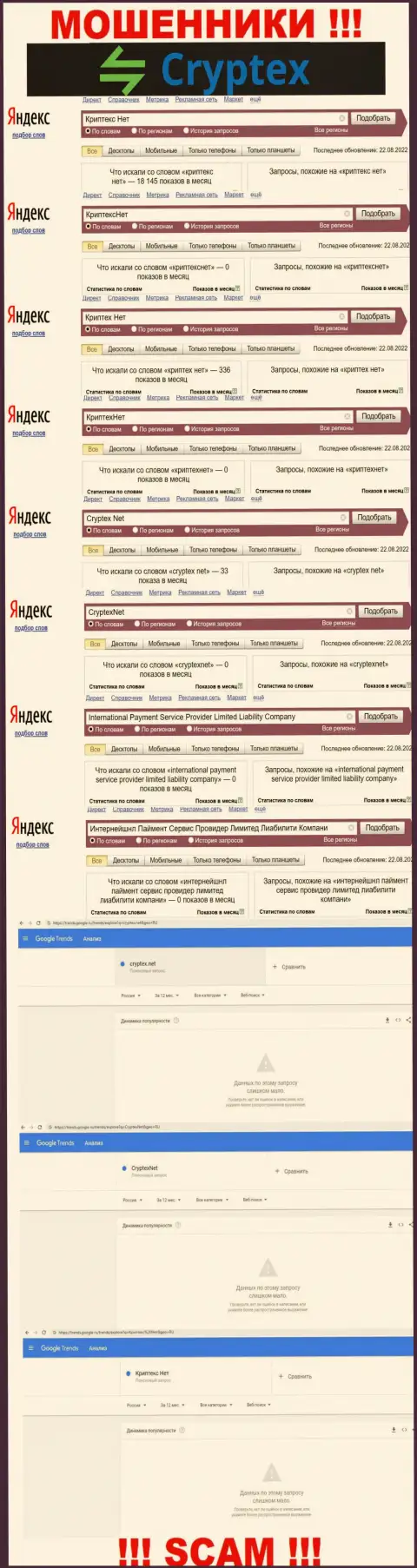 Скрин результата поисковых запросов по неправомерно действующей организации Интернейшнл Паймент Сервис Провидер Лимитед Лиабилити Компани