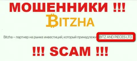 На официальном сайте Bitzha24 Com мошенники написали, что ими руководит BITZ AND PIECES LTD