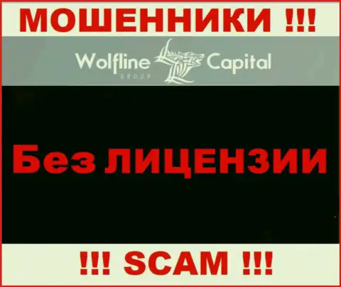 Невозможно отыскать сведения о лицензионном документе internet аферистов Wolfline Capital - ее попросту не существует !