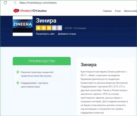 Обзор условий дилинговой организации Зиннейра на сайте инвестотзывы ком