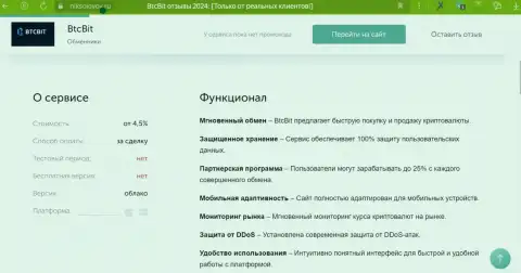 Условия обмена криптовалютной интернет обменки BTCBit Net в публикации на сайте niksolovov ru