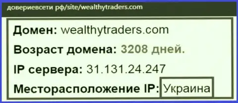 Украинское место регистрации конторы WealthyTraders Com, согласно справочной инфы web-сервиса довериевсети рф